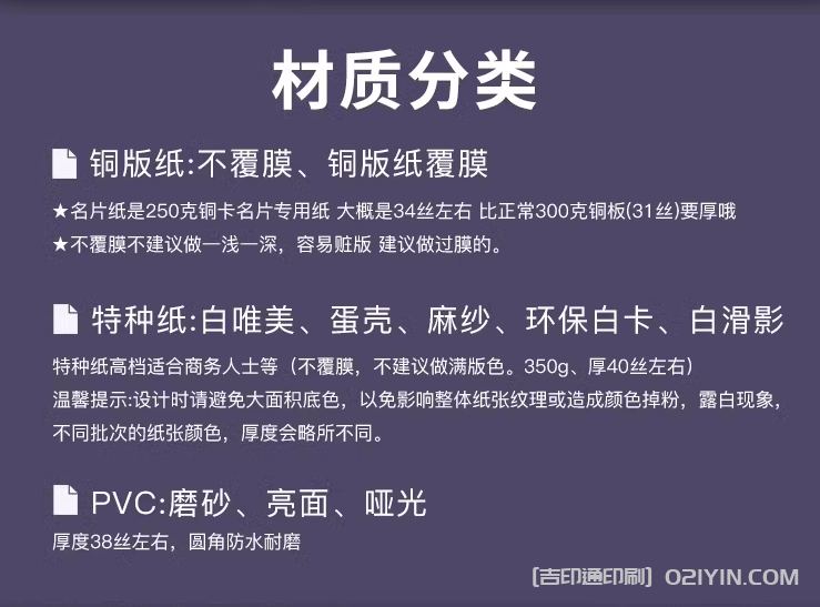 常用名片紙張分類(lèi)